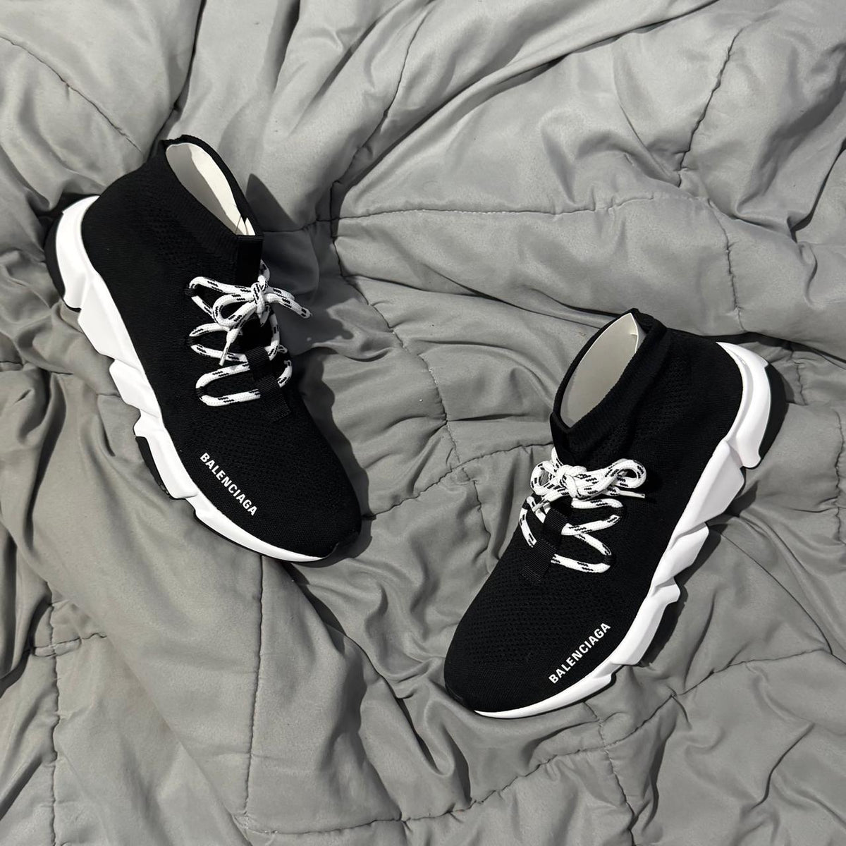 BALENCAIGA LACED UP BLACK WHITE